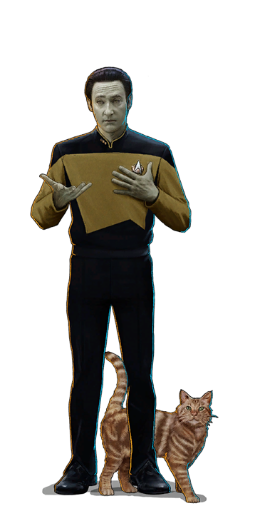 Commander Data with cat Spot